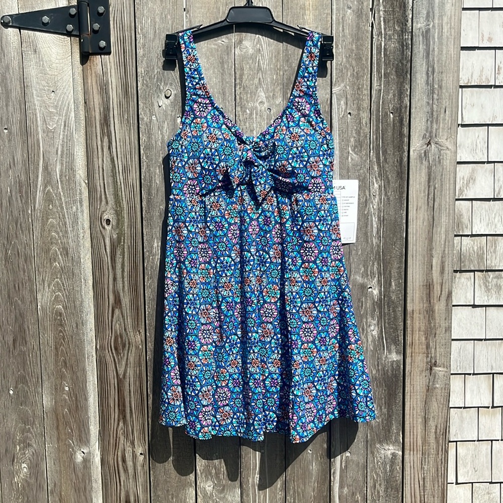 Shape Solver By Penbrooke Multi Floral Padded Swim Dress,Size 10,NWT